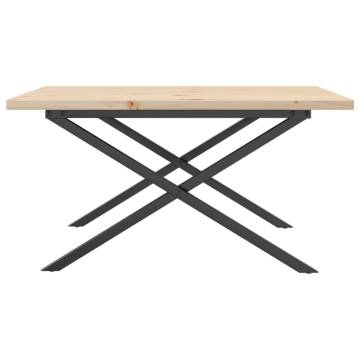 Coffee Table X-Frame 90x90x45.5 cm Solid Wood Pine and Cast Iron