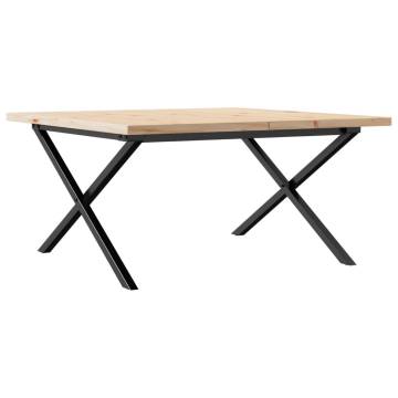 Coffee Table X-Frame 90x90x45.5 cm Solid Wood Pine and Cast Iron