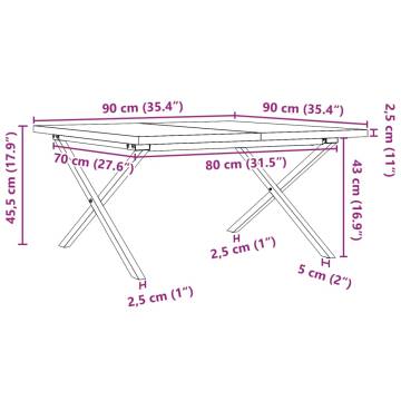 Coffee Table X-Frame 90x90x45.5 cm Solid Wood Pine and Cast Iron