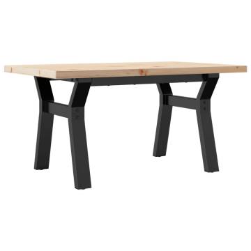 Coffee Table Y-Frame 80x50x40.5 cm Solid Wood Pine and Cast Iron