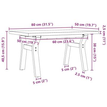 Coffee Table Y-Frame 80x50x40.5 cm Solid Wood Pine and Cast Iron