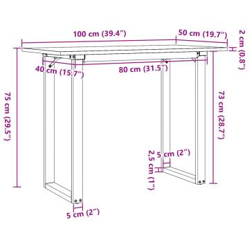 Dining Table O-Frame 100x50x75 cm Solid Wood Pine and Cast Iron