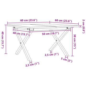 Coffee Table X-Frame 60x60x40 cm Solid Wood Pine and Cast Iron