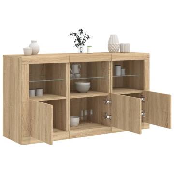 Sideboard with LED Lights Sonoma Oak 123x37x67 cm