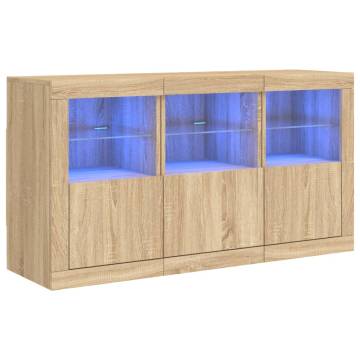 Sideboard with LED Lights Sonoma Oak 123x37x67 cm