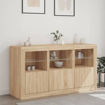 Sideboard with LED Lights Sonoma Oak 123x37x67 cm