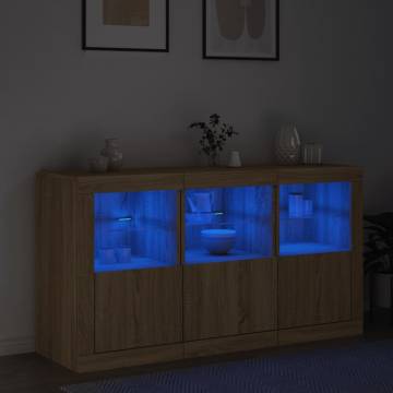 Sideboard with LED Lights Sonoma Oak 123x37x67 cm