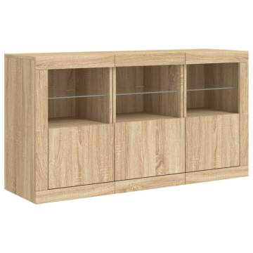 Sideboard with LED Lights Sonoma Oak 123x37x67 cm