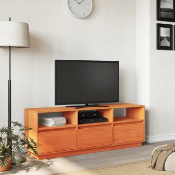 TV Cabinet Wax Brown 140x37x50 cm Solid Wood Pine