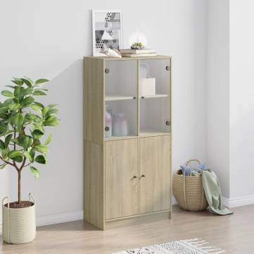 Highboard with Doors Sonoma Oak 68x37x142 cm Engineered Wood