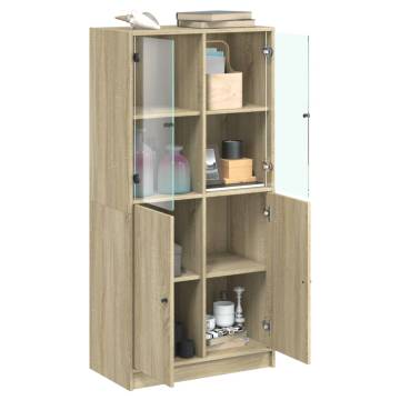 Highboard with Doors Sonoma Oak 68x37x142 cm Engineered Wood