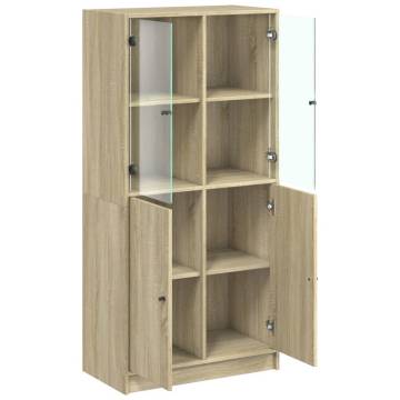 Highboard with Doors Sonoma Oak 68x37x142 cm Engineered Wood