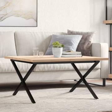 Coffee Table X-Frame 80x80x45.5 cm Solid Wood Pine and Cast Iron