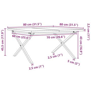 Coffee Table X-Frame 80x80x45.5 cm Solid Wood Pine and Cast Iron