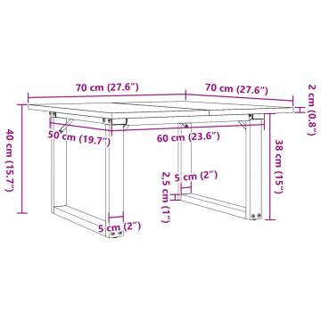 Coffee Table O-Frame 70x70x40 cm Solid Wood Pine and Cast Iron