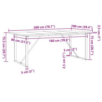 Dining Table O-Frame 200x100x75.5 cm Solid Wood Pine and Cast Iron