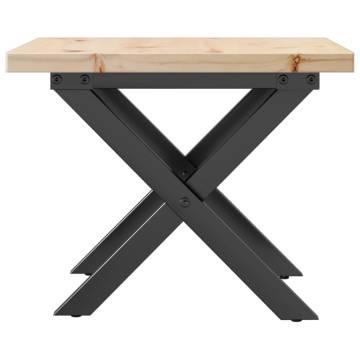 Coffee Table X-Frame 50x50x35.5 cm Solid Wood Pine and Cast Iron