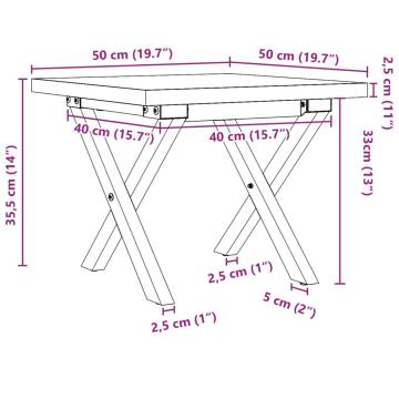 Coffee Table X-Frame 50x50x35.5 cm Solid Wood Pine and Cast Iron