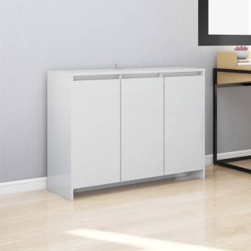 Sideboard High Gloss White 102x33x75 cm Engineered Wood