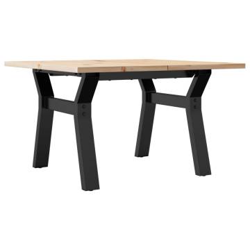 Coffee Table Y-Frame 70x70x40 cm Solid Wood Pine and Cast Iron