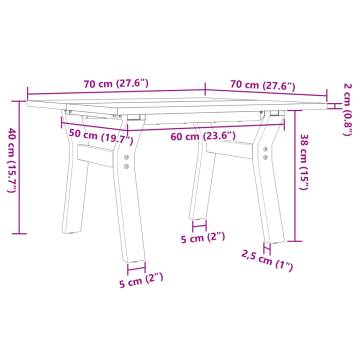 Coffee Table Y-Frame 70x70x40 cm Solid Wood Pine and Cast Iron