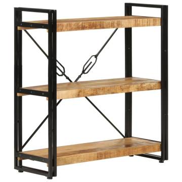 3-Tier Bookcase 77x30x80 cm Solid Wood Mango and Iron