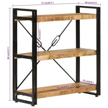 3-Tier Bookcase 77x30x80 cm Solid Wood Mango and Iron