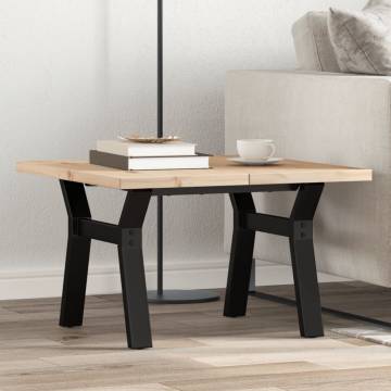 Coffee Table Y-Frame 60x60x40.5 cm Solid Wood Pine and Cast Iron