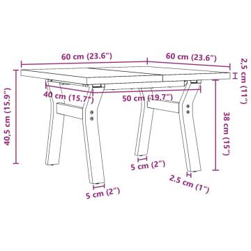 Coffee Table Y-Frame 60x60x40.5 cm Solid Wood Pine and Cast Iron