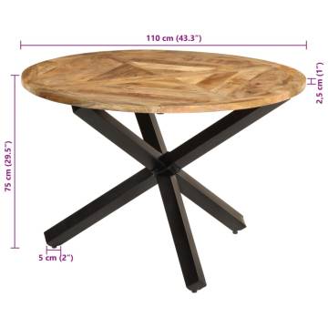 Dining Table Ø110x75 cm Solid Wood Rough Mango