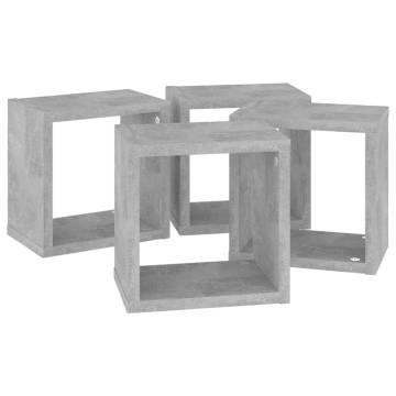 Wall Cube Shelves 4 pcs Concrete Grey 22x15x22 cm