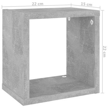 Wall Cube Shelves 4 pcs Concrete Grey 22x15x22 cm