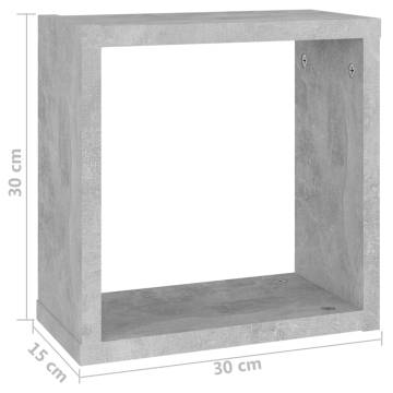 Wall Cube Shelves 2 pcs Concrete Grey 30x15x30 cm