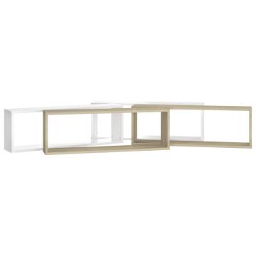 Wall Cube Shelf 4 pcs White&Sonoma Oak 80x15x26.5cm Engineered Wood