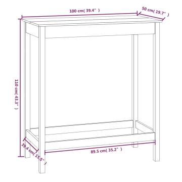 Bar Table Grey 100x50x110 cm Solid Wood Pine