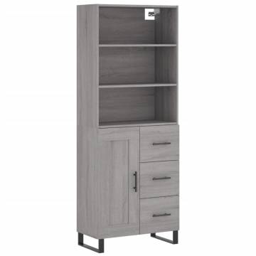 Highboard Grey Sonoma 69.5x34x180 cm Engineered Wood