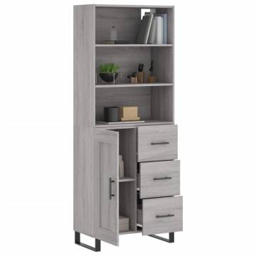 Highboard Grey Sonoma 69.5x34x180 cm Engineered Wood