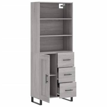 Highboard Grey Sonoma 69.5x34x180 cm Engineered Wood