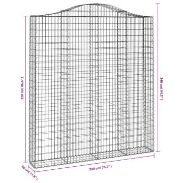 Arched Gabion Basket 200x30x220240 cm Galvanised Iron