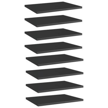 Bookshelf Boards 8 pcs High Gloss Black 40x30x1.5 cm Engineered Wood