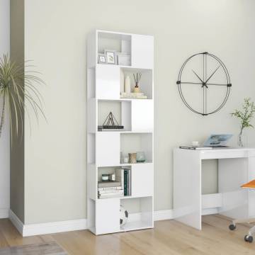 Book Cabinet Room Divider High Gloss White 60x24x186 cm