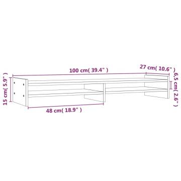 Monitor Stand 100x27x15 cm Solid Wood Pine