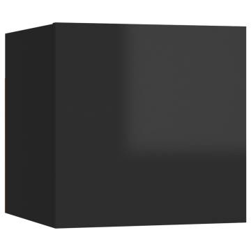 Wall Mounted TV Cabinet High Gloss Black 30.5x30x30 cm