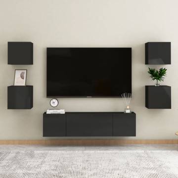 Wall Mounted TV Cabinet High Gloss Black 30.5x30x30 cm