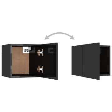 Wall Mounted TV Cabinet High Gloss Black 30.5x30x30 cm