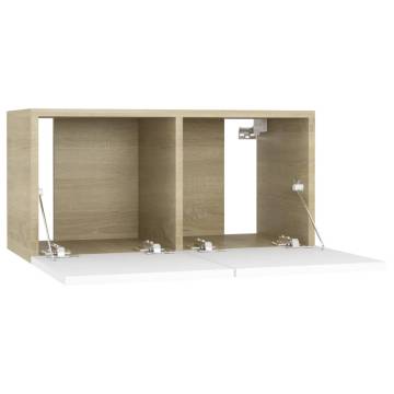 Hanging TV Cabinet White and Sonoma Oak 60x30x30 cm