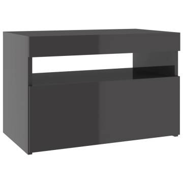 TV Cabinets with LED Lights 2 pcs High Gloss Grey 60x35x40 cm