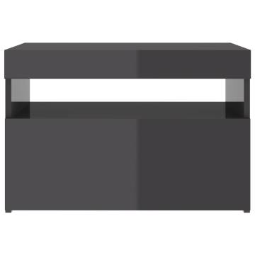 TV Cabinets with LED Lights 2 pcs High Gloss Grey 60x35x40 cm