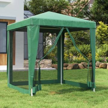 Party Tent with 4 Mesh Sidewalls Green 2x2 m HDPE