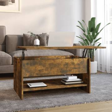 Coffee Table Smoked Oak 80x50x40 cm Engineered Wood